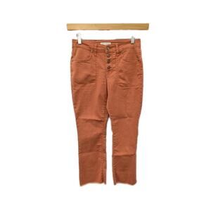 Frye and Co Women's Button Fly Straight Jeans Raw Hem Cognac Mid Rise Size 6